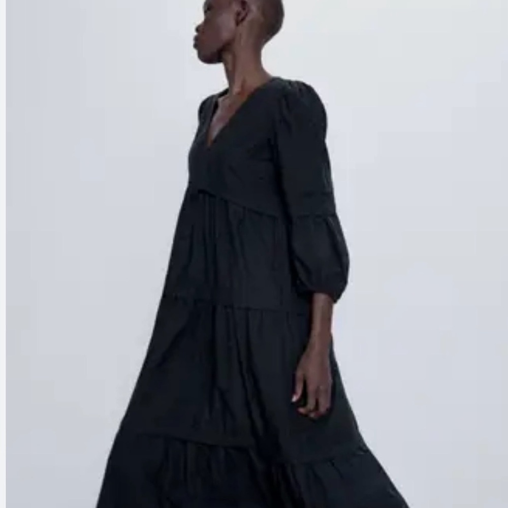 Zara XL Black Tiered Dress